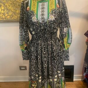 Gracia Black and Green Long Sleeve Dress